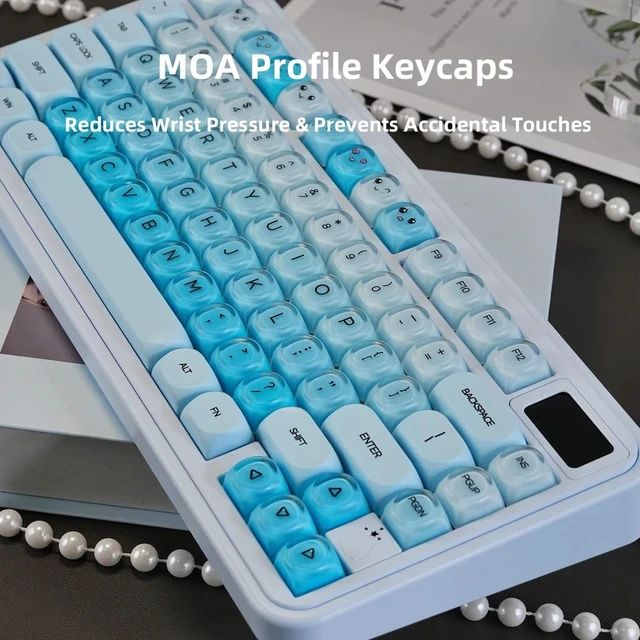 Alt view image 4 of 5 - Jelly Keycaps, PBT MOA Profile, Cute Custom Round Key Caps-Blue, Creamy