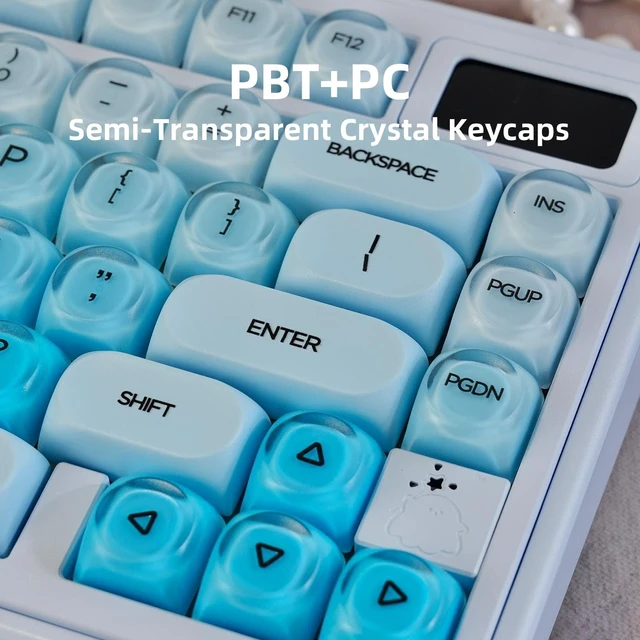 Alt view image 3 of 5 - Jelly Keycaps, PBT MOA Profile, Cute Custom Round Key Caps-Blue, Creamy
