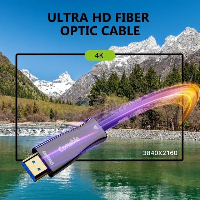 Alt view image 4 of 5 - 4K HDMI Cable 200 FT, Fiber Optic HDMI 2.0 Cord, 18Gbps, Spooled Cable