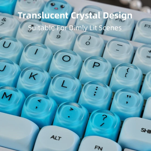 Alt view image 2 of 5 - Jelly Keycaps, PBT MOA Profile, Cute Custom Round Key Caps-Blue, Creamy