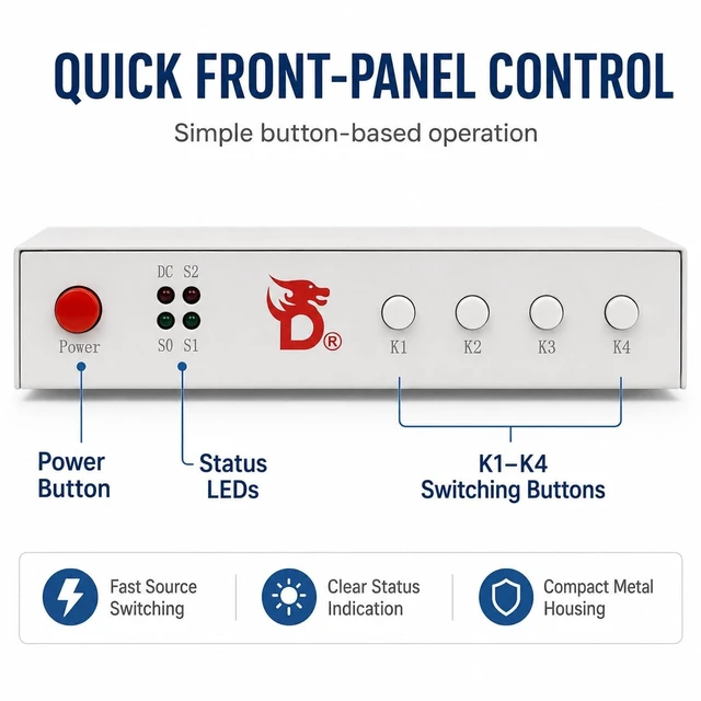Alt view image 5 of 5 - D DICHEN D DICHEN 4K DMA Video Fuser Display Combiner, HDMI & DisplayPort Dual-PC Visual Routing Device, Supports 4K60Hz / 2K144Hz, Low-Latency AV Hardware for Streaming & Lab Testing