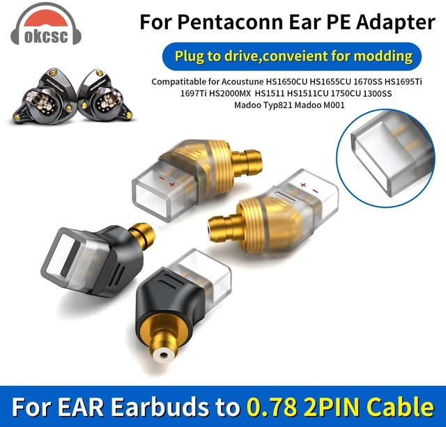 Alt view image 2 of 5 - okcsc Ear Male to Recessed 2PIN Female Headphone Adapter for Earbuds to Recessed 2PIN Cable for Pentaconn Ear PE Mini Adapter for HS1511 HS1511CU 1750CU 1300ss Madoo Typ821 Madoo M001 1 Pair Clear