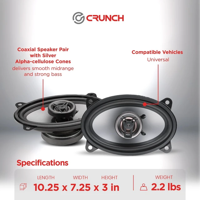 Alt view image 4 of 5 - Crunch CS Series 4x6 Inch 250W 2-Way Coaxial Car Speakers, Pair