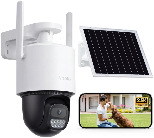 Main image of Anona Orbis Solar Security Camera Wireless Outdoor, 2.5K 4MP 360 Coverage PTZ Cameras, 24/7 AOV Recording, Color Night Vision, AI Human Detection, Auto Tracking, No Monthly Fee, IP66, 2.4GHz Wi
