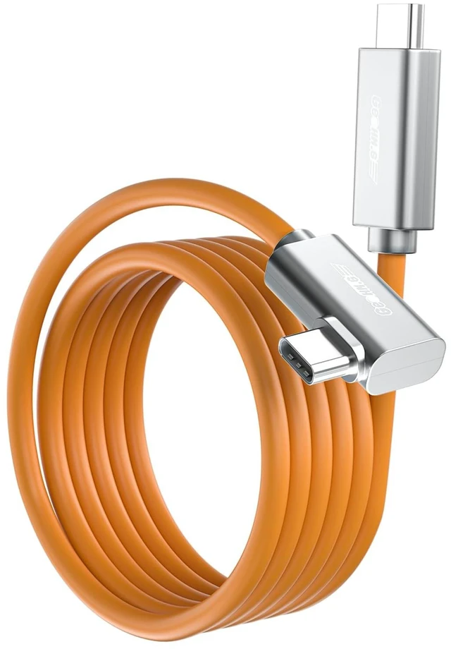 Main image of Fiber Optic USB C Tethering Cable 25 FT, 10Gbps 60W Right Angle Tether Cord