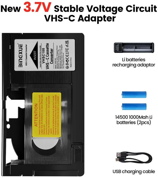Alt view image 5 of 5 - Bingxue 2026 New VHS-C Cassette Adapter camorder VHS Cassette Adaptor for VHS-C to VHS Compatible 12mmwith Battery Charger fit Video Cassette/VCR Player,Not Compatible with 8mm/MiniDV/Hi8