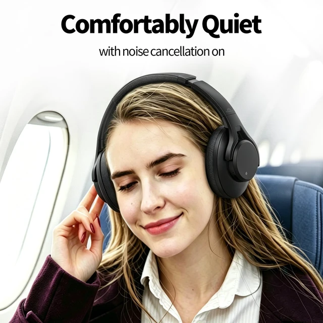 Alt view image 2 of 5 - SoundMAGIC P58BT Over-Ear Wireless Headphones, Hybrid ANC, Hi-Fi, Black