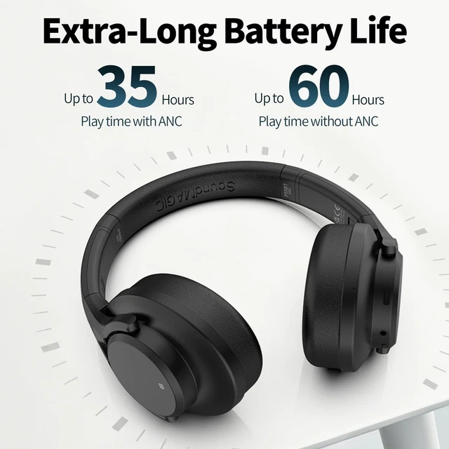 Alt view image 5 of 5 - SoundMAGIC P58BT Over-Ear Wireless Headphones, Hybrid ANC, Hi-Fi, Black