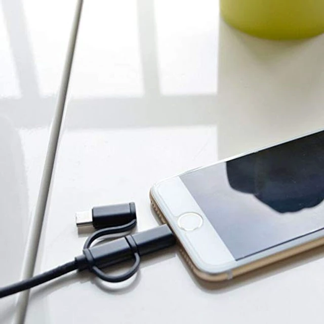Alt view image 5 of 5 - BoxWave Cable Compatible with Nokia 5710 XpressAudio - AllCharge 3-in-1 Cable - Jet Black