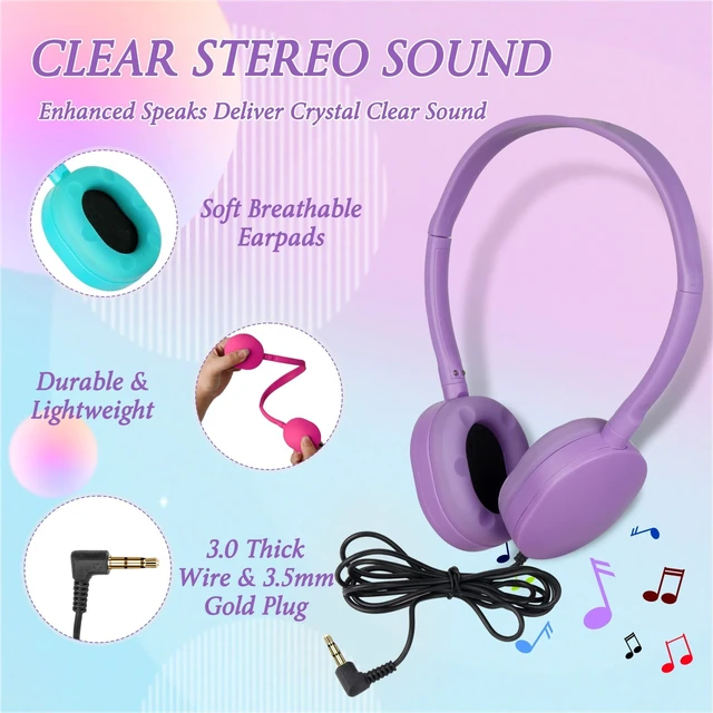 Alt view image 3 of 5 - OSSZIT Headphones for Kids School Classroom Bulk 10 Pack,Wired