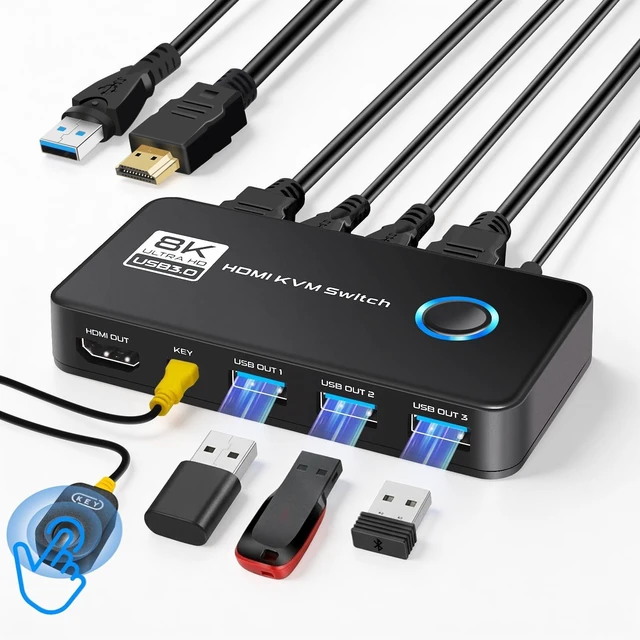 Main image of USB 3.0 HDMI KVM Switch 1 Monitor 2 Computers,8K@60Hz 4K@120Hz KVM Switches