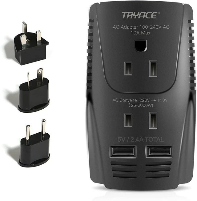 Main image of Upgraded 2000W Voltage Converter US to Europe for Hair Dryer Straightener -220V to 110V Converter for European Travel, 2300W Power Converter Adapter Combo with Dual USB for Tablet Camera Cell Phone