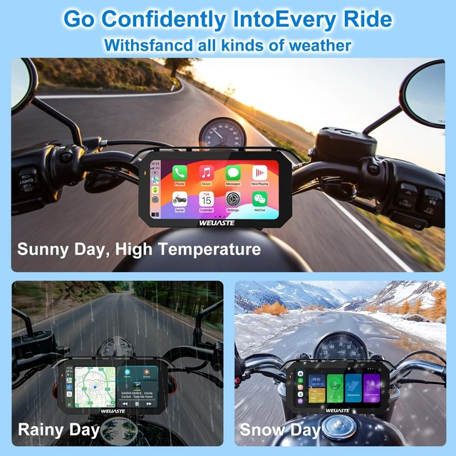 Alt view image 4 of 5 - Weuaste 6.25" Motorcycle CarPlay Navigation HD Touch Screen, Android Auto