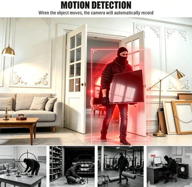 Alt view image 3 of 5 - Mini Small Nanny Cam with Night Vision, Portable Body Cam, Surveillance Cameras for Home Security Indoor/Outdoor No WiFi Needed
