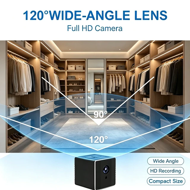 Alt view image 2 of 5 - Mini Small Nanny Cam with Night Vision, Portable Body Cam, Surveillance Cameras for Home Security Indoor/Outdoor No WiFi Needed