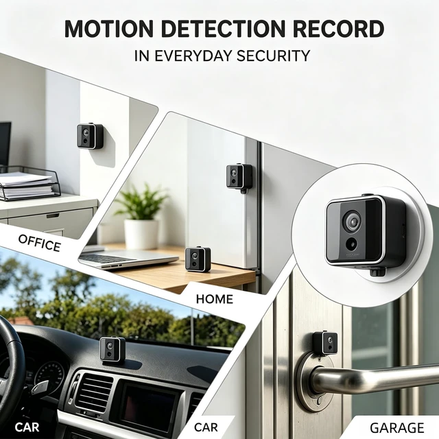 Alt view image 4 of 5 - Mini Small Nanny Cam with Night Vision, Portable Body Cam, Surveillance Cameras for Home Security Indoor/Outdoor No WiFi Needed
