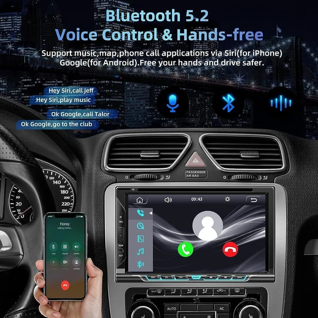 Alt view image 4 of 5 - 7 Inch Double Din Car Radio Stereo with CD/DVD Player Carplay&Android Auto