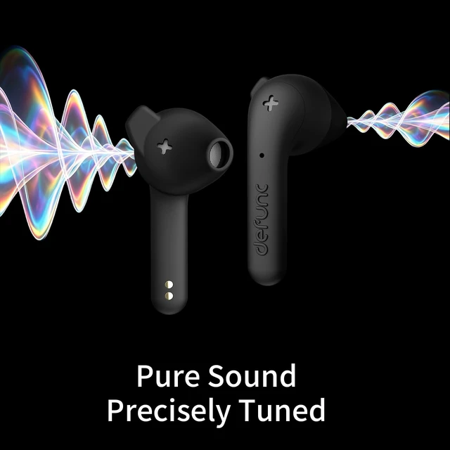 Alt view image 4 of 5 - Defunc True Basic Open-Fit Semi-in-Ear Wireless Earbuds, Bluetooth 6.0 with Patented Silicone Ear Wings, AI App with OpenAI Chat AI, Quad Microphones, IPX4 Waterproof, 22H Playtime(Black)