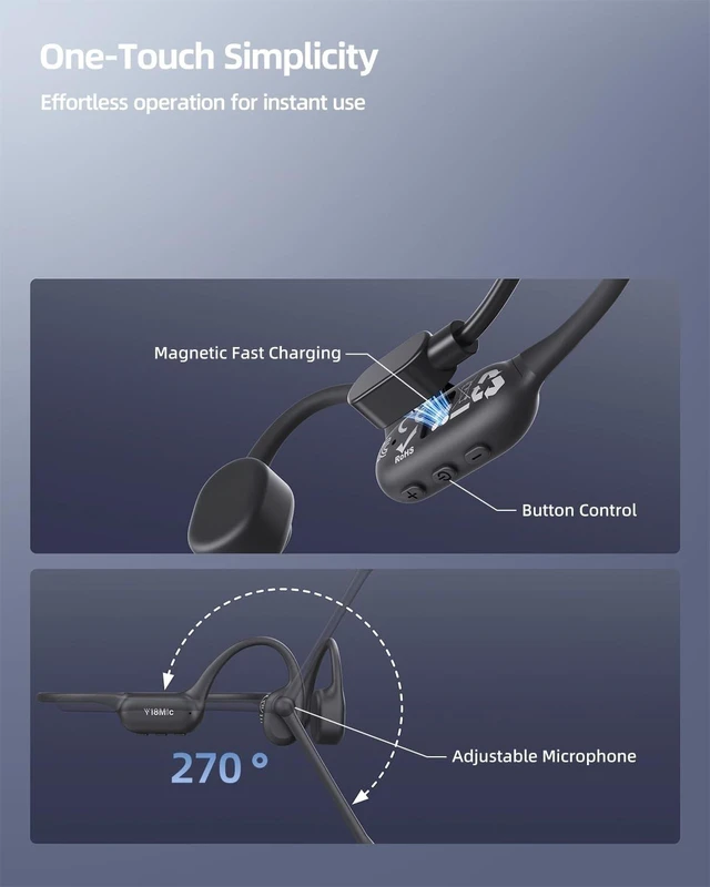 Alt view image 3 of 5 - SAMVEK Open Ear Headphones with Mic, Bone Conduction Headphones Bluetooth 6.1 Headset with Multipoint Connection & Mute for Trucker, Work Calls, Driving