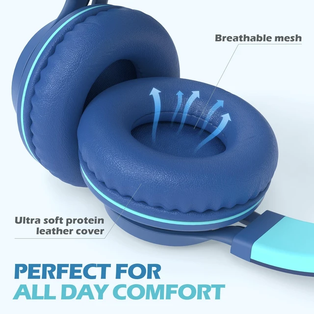 Alt view image 3 of 5 - Wired Headphones with Mic for School Kids Boys Girls Teen 3.5mm Jack, Blue