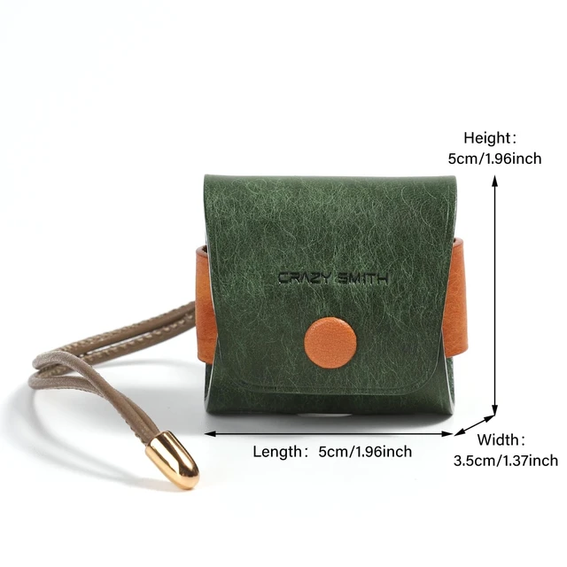 Alt view image 2 of 5 - Handmade Genuine Leather Case for AirPods 4, Shockproof Protective Earbuds Cover with Dual Lanyards, Wireless & Wired Charging Accessible (Type-a-Green, Apple AirPods 4)
