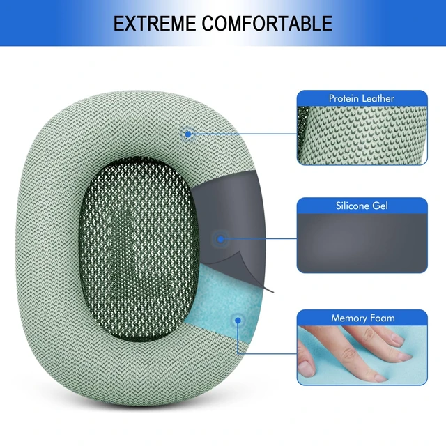 Alt view image 4 of 5 - Ear Cushions Replacement for Apple AirPods Max, Air Pod Max Ear Cup (Green)