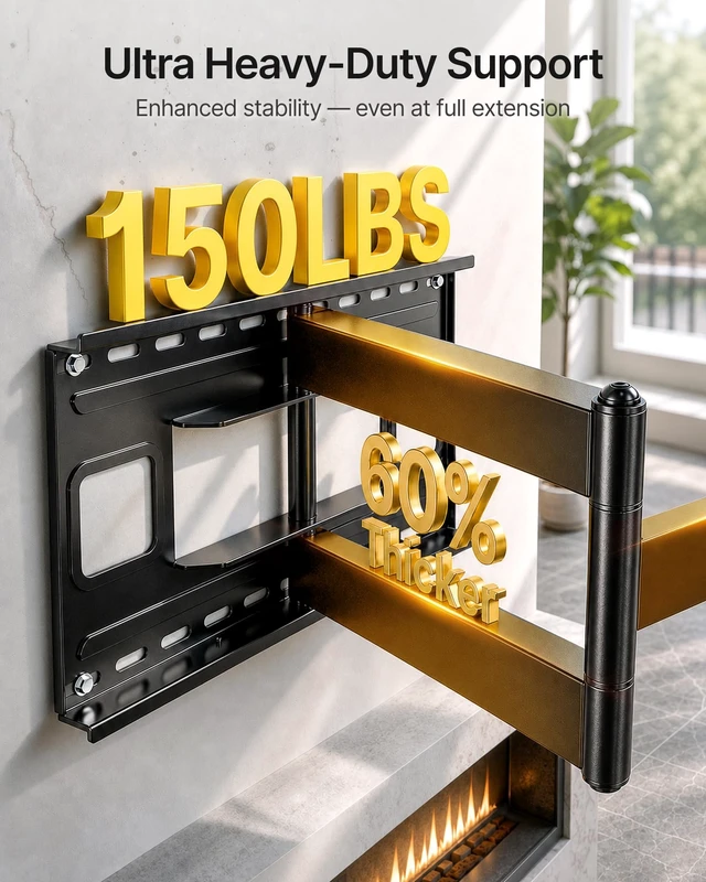 Alt view image 3 of 5 - monTEK Long Arm Full Motion TV Wall Mount for 43-95 Inch TVs up to 150 lbs