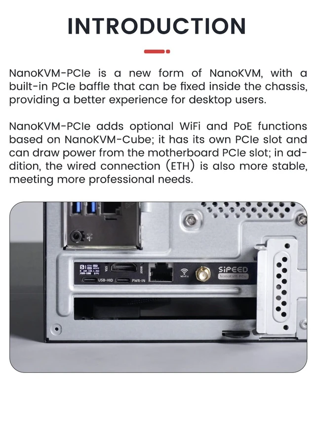 Alt view image 4 of 5 - Sipeed NanoKVM PCIe IP KVM Remote Control via The Internet, HDMI, Keyboard Video and Mouse Remote Control, Ideal mini KVM for Home Offices Data Centres Server Management (NanoKVM PCIe ETH+WiFi)