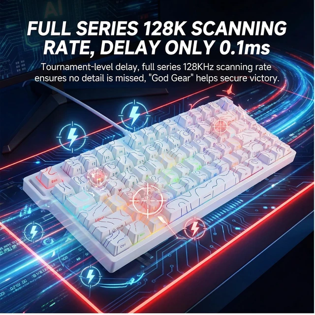 Alt view image 3 of 5 - XINMENG Beat75 Hall Effect Gaming Keyboard, 75% Rapid Trigger Magnetic Switch Keyboard, Dual 8K Polling Rate Wireless/Wired, 0.01mm Adjustable Actuation, 8000mAh, Tri-Mode RGB Hot Swap for PC M