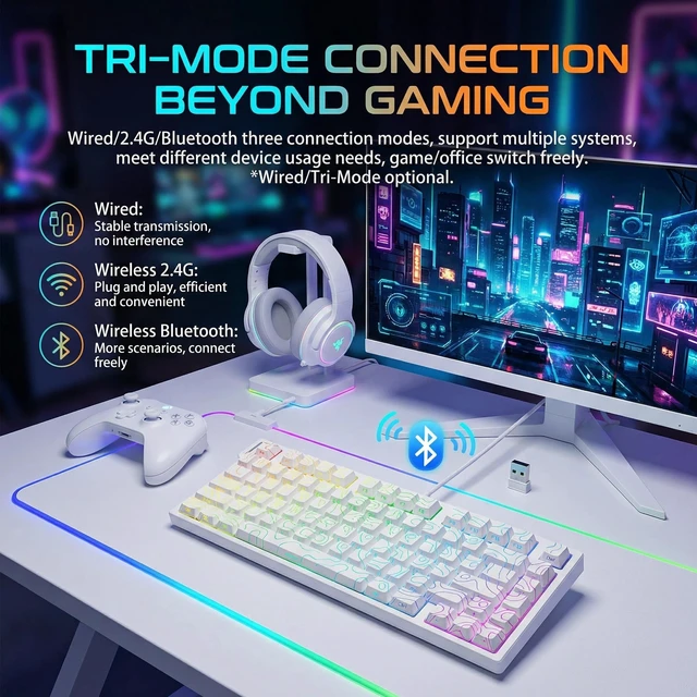 Alt view image 4 of 5 - XINMENG Beat75 Hall Effect Gaming Keyboard, 75% Rapid Trigger Magnetic Switch Keyboard, Dual 8K Polling Rate Wireless/Wired, 0.01mm Adjustable Actuation, 8000mAh, Tri-Mode RGB Hot Swap for PC M