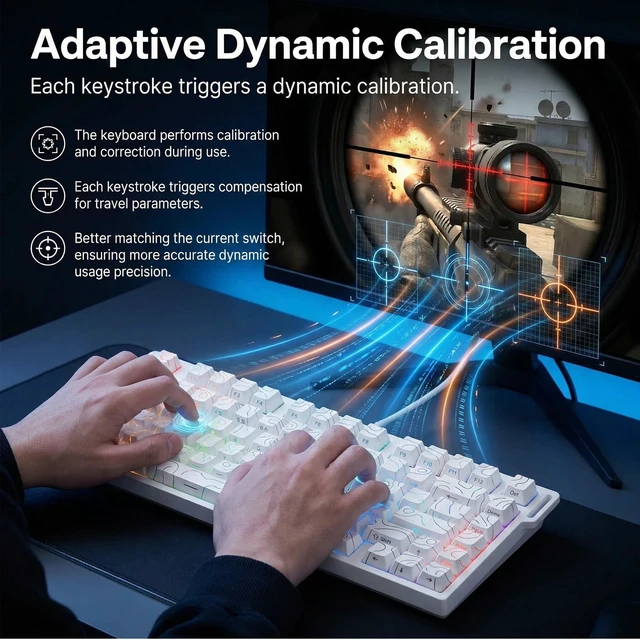 Alt view image 5 of 5 - XINMENG Beat75 Hall Effect Gaming Keyboard, 75% Rapid Trigger Magnetic Switch Keyboard, Dual 8K Polling Rate Wireless/Wired, 0.01mm Adjustable Actuation, 8000mAh, Tri-Mode RGB Hot Swap for PC M