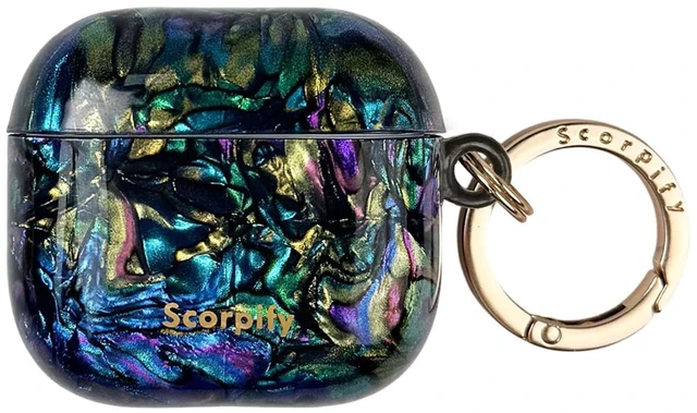 Main image of SCORPIFY for AirPods 4 Case (4th Generation, 2024) with Keychain, Compatible with Apple AirPod 4, Cute Protective Hard Shell Cover, Wireless Charging Earbuds Case for Women - Gleam Mystic Abalo