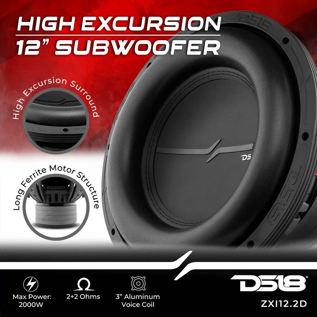 Alt view image 2 of 5 - DS18 ZXI12.2D 12 Inches High Excursion Car Subwoofer - 2000 Watts Dual Voice Coil 2+2 Ohms (1 Speaker), Black