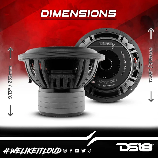 Alt view image 4 of 5 - DS18 ZXI12.2D 12 Inches High Excursion Car Subwoofer - 2000 Watts Dual Voice Coil 2+2 Ohms (1 Speaker), Black