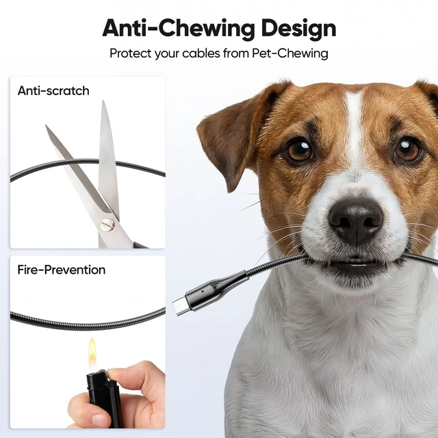 Alt view image 2 of 5 - DIOOEER Pet Proof USB C to USB A Charger Cable 10FT 2-Pack