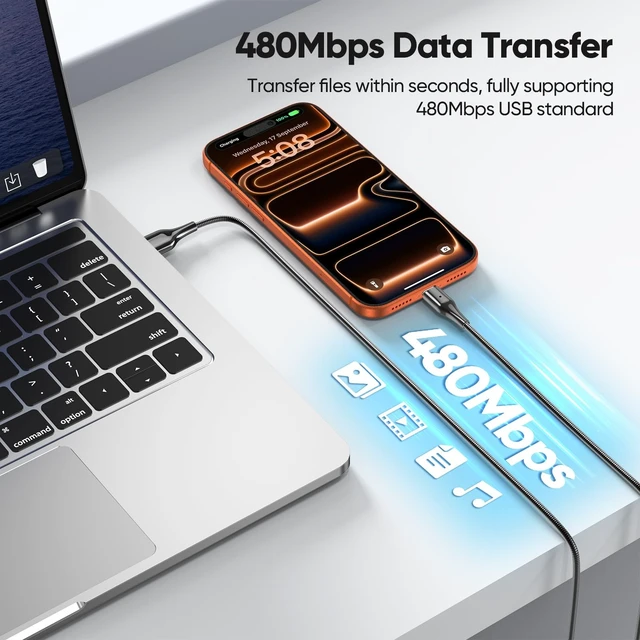 Alt view image 5 of 5 - DIOOEER Pet Proof USB C to USB A Charger Cable 10FT 2-Pack