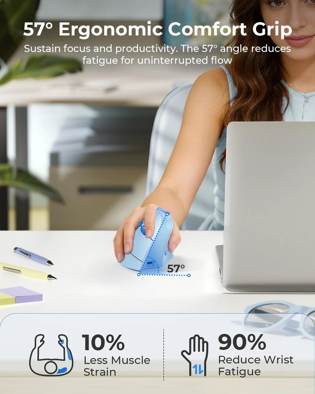 Alt view image 2 of 5 - seenda MOU-302 Wireless Bluetooth Ergonomic Vertical Mouse with Volume Knob