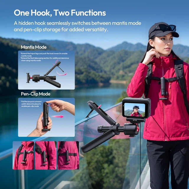 Alt view image 4 of 5 - ULANZI Magnetic Mini Tripod Selfie Stick for Action 6/Nano/Xtra Atto