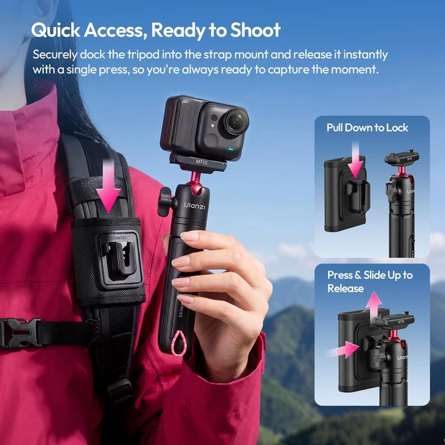 Alt view image 3 of 5 - ULANZI Magnetic Mini Tripod Selfie Stick for Action 6/Nano/Xtra Atto