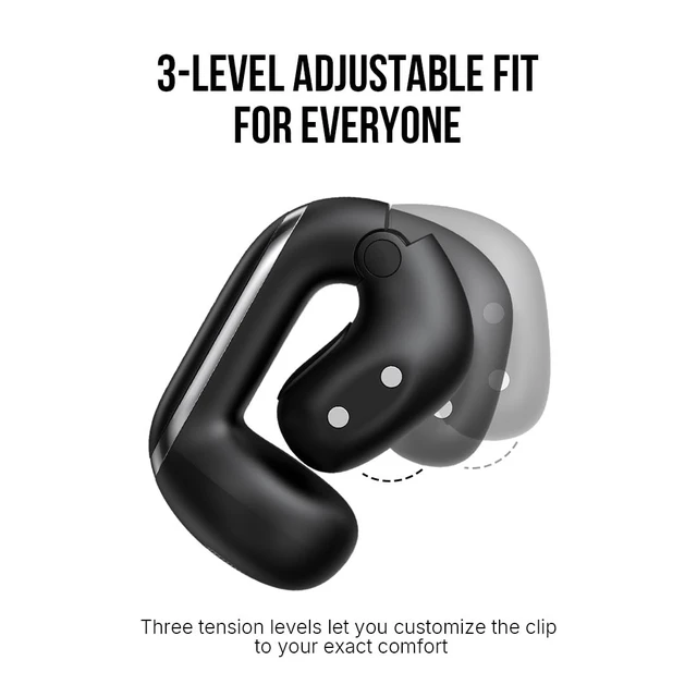 Alt view image 3 of 5 - Oraimo Open Ear Earbuds with AI ENC Clear Calls & Adaptive Volume Black