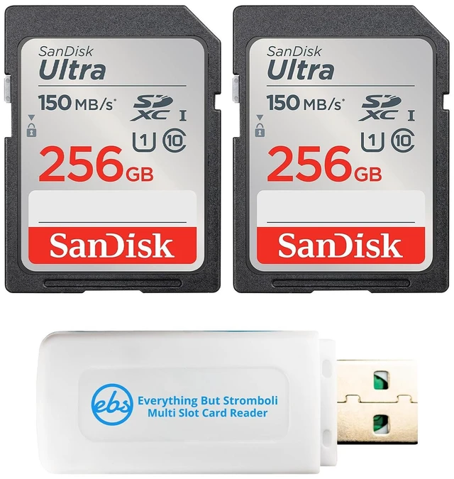 Main image of SanDisk (2 Pack) Ultra UHS-I Class 10 256GB SDXC Card SDSDUNC-256G-GN6IN