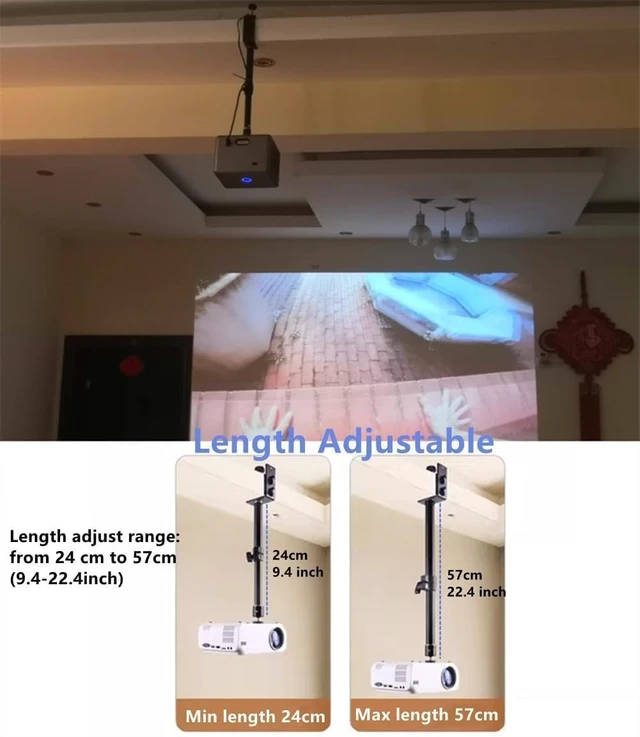 Alt view image 2 of 5 - AiFeelife No Drilling Projector Ceiling Mount Stand Adjustable Long Arm