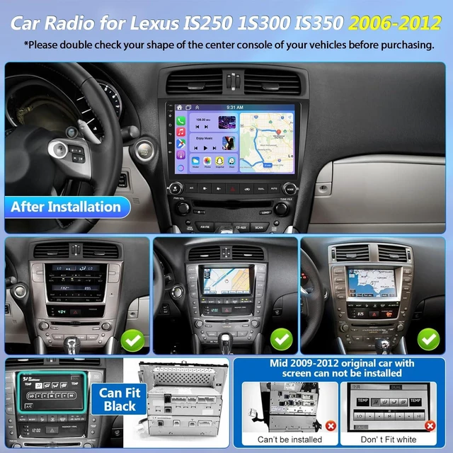 Alt view image 2 of 5 - 2+64G Double Din Car Radio for Lexus IS250 IS350 2006-2012 with Wireless CarPlay and Android Auto, 10 Inch Touchscreen Android 14 Car Stereo Head Unit with Bluetooth GPS WiFi FM SWC Backup Came