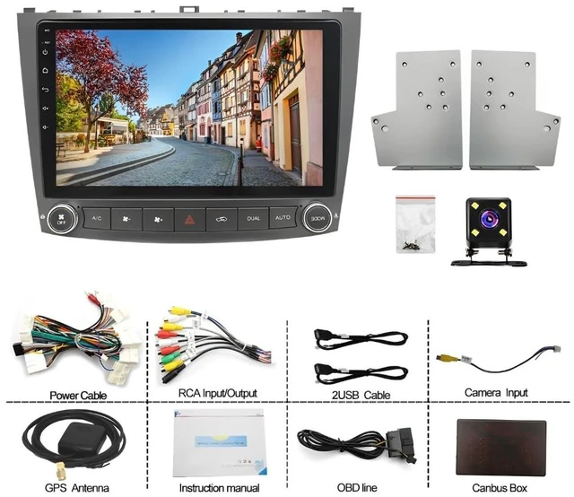Alt view image 3 of 5 - 2+64G Double Din Car Radio for Lexus IS250 IS350 2006-2012 with Wireless CarPlay and Android Auto, 10 Inch Touchscreen Android 14 Car Stereo Head Unit with Bluetooth GPS WiFi FM SWC Backup Came