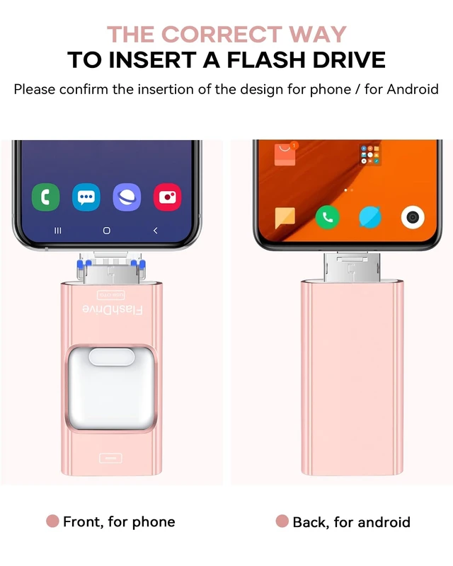 Alt view image 3 of 5 - Flash Drive for Phone 512GB, 4 in 1 USB Type C Memory Stick, Photo Stick External Storage Thumb Drive for Phone Pad Android Computer, Rose Pink