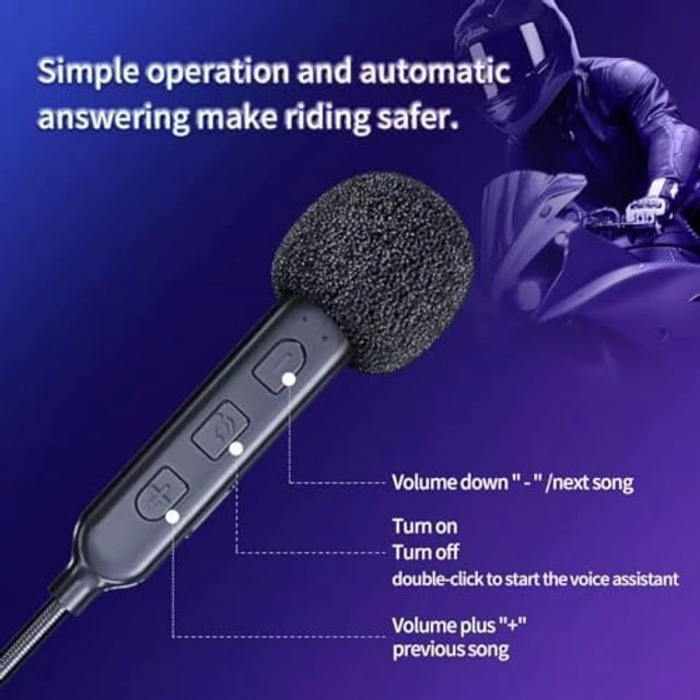 Alt view image 4 of 5 - OBEST Motorcycle Helmet Bluetooth Headset BT23, Ultra Thin Helmet Speakers with Bluetooth 5.0 EDR, Hands-Free Calling, Long Battery Life, Wireless Headphones for Motorcycle Riding