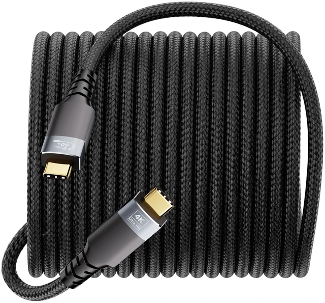 Main image of UPPDEFFST 33ft Long USBC Cable,5Gbps Data Transfer,60W Fast Charging,4K@60Hz Video Output,Black Nylon Braided USB C Cable with Gold-Plated Connectors,Compatible with Laptop,Monitor, Docking Station,