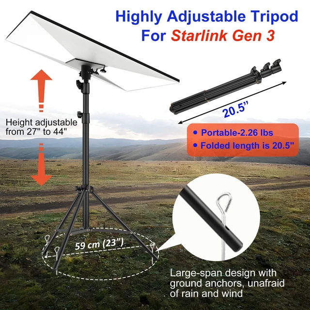 Alt view image 4 of 5 - ROKSMED Starlink Gen 3 Tripod with Gimbal