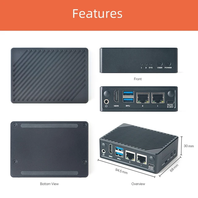 Alt view image 4 of 5 - youyeetoo Friendlyelec NanoPi M5 - RK3576 SOC, Dual Gigabit Ethernet, 4/8/16GB RAM, UFS, AI Deployment, M.2 SDIO WiFi, 4K@60Hz, OpenMediaVault (LPDDR5 8GB RAM,with Metal Case)