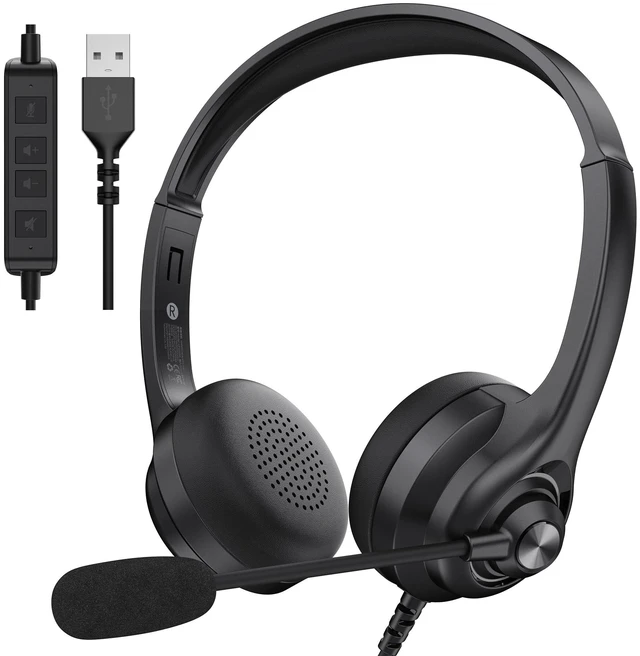 Main image of Monster Voicelink 100 Wired Headset for PC/Laptop, Wired Headphones with Noise Cancelling Microphone,USB Connection Plug and Play,Call Control, Computer Headset Use for Office Online Class Skype Zoom